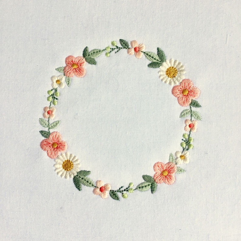 Machine embroidery design small floral wreath dainty boho  etsy Machine embroidery design small floral wreath dainty boho  etsy