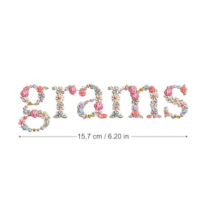 Machine embroidery design GRAMS in floral letters 5X7 HOOP Dainty flower Heirloom  Stickdatei  Broderie machine Ricamo macchina bordado