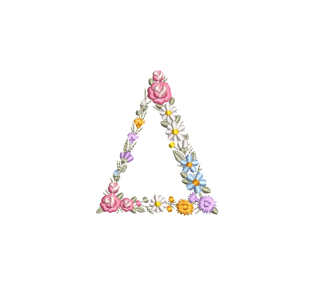 Machine Embroidery Letter Δ DELTA 7,5cm/3 Dainty Floral Greek Font ...
