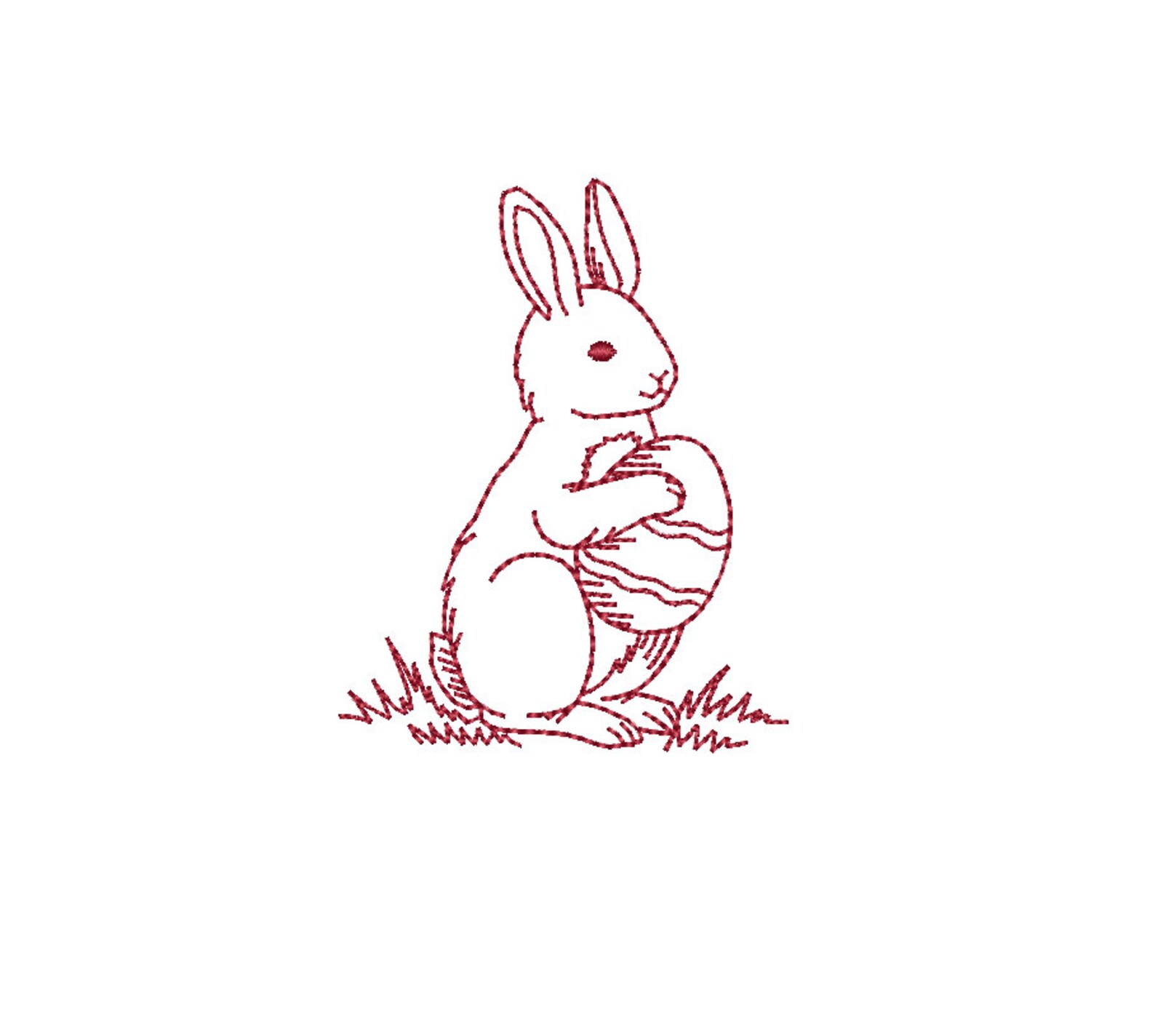 Easter Bunny - Easter Rabbit - Redwork Machine Embroidery Design ...