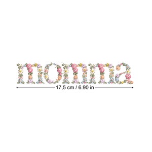 Machine embroidery design &quot;momma&quot; in floral letters 5X7 HOOP Dainty flower Heirloom Stickdatei  Broderie machine Ricamo macchina bordado