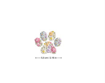 Blumen Pfotenabdruck kleine Stickdatei 5 cm Haustier mini Stickerei Pfotenabdrücke Stickdatei Broderie Numerique Ricamo macchina fiori