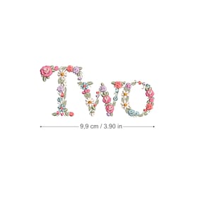 Machine embroidery design 4x4 hoop -Second Birthday Two year old embroidery design- 2 year floral letter- Dainty flower font embroidery file