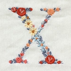 Bordado à máquina LETRA X Maiúscula 3 "/7,5 cm Dainty floral font Heirloom Monogram Broderie machine Stickdatei Ricamo macchina 4x4 hoop