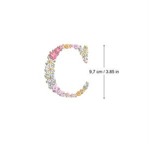 Broderie à la machine LETTRE C majuscule 9,7 cm/3,85" de haut police florale délicate monogramme héritage Broderie machine-Stickdatei-Ricamo macchina