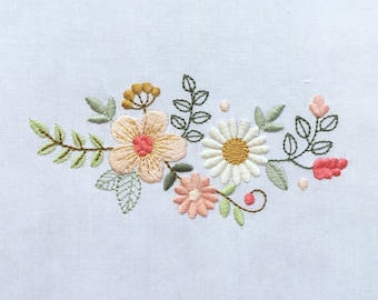 Machine embroidery design- Modern boho flowers - Modern floral digital embroidery. 9 colours. 3 sizes. Instant download