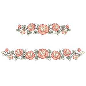 Rose Border machine embroidery design - Floral border embroidery. 2 sizes. Instant download