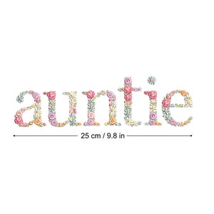Diseño de bordado a máquina AUNTIE 25cm bastidor grande Matriz de bordado floral Descarga inmediata dst pes exp jef sew hus vip vp3 xxx
