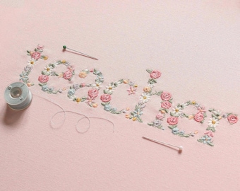 Machine borduurwerk ontwerpen "leraar" in bloemen letters 5 X 7" HOOP sierlijke bloem Heirloom Stickdatei Broderie machine Ricamo macchina