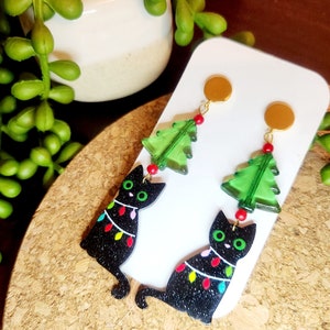 Holiday Kitten Earrings