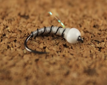 Ghost Zebra Midge, barbless or barbed midge fly, trout flies, 3-pack