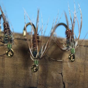 Pheasant Tail Soft Hackle flies, (3 pack) soft hackle flies, barbed or barbless hooks, Trout flies, wet flies, emerger flies