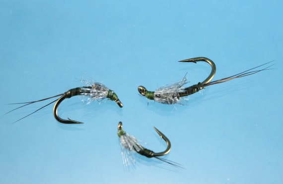 Body Quill Baetis Nymph, 3 Pack Trout Flies, Barbed or Barbless