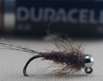 Duracell Jig fly, (3 pack) nymph flies, barbless fly, hand tied flies, Tungsten nymphs, Trout flies, bead head nymph