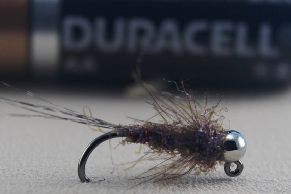 Duracell Jig fly, (3 pack) nymph flies, barbless fly, hand tied flies, Tungsten nymphs, Trout flies, bead head nymph