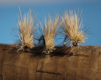 Elk Hair Caddis flies, (3 pack)  traditional Elk Hair Caddis dry flies, black caddis, tan caddis, olive caddis,Trout flies