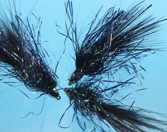 Sangsues scintillantes, paquet de 3 mouches, mouches à truite, achigans, mouches crapet