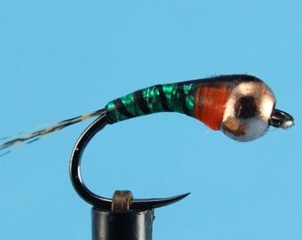 Green Perdigon Nymph, barbless fly, 3 pack Euro nymphs, trout flies