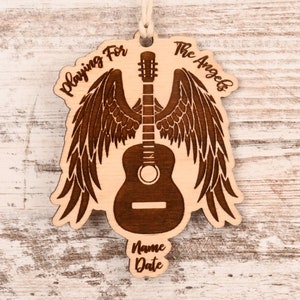 Guitar With Wings Christmas Ornament or Mirror Hanger (Guitar-003b)