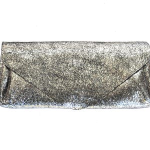 Soft Leather Metallic Silver Clutch/Wallet/Purse with multiple cards, notes and coin compartments