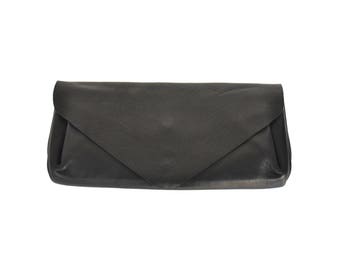 Premium Nappa, Buttery Soft Leather Black Clutch/Wallet/Purse with multiple cards, notes and coin compartments