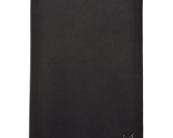 Soft Black Nappa Leather Travel Clutch/Wallet/Purse with multiple cards, notes, passport, phone and coin compartments