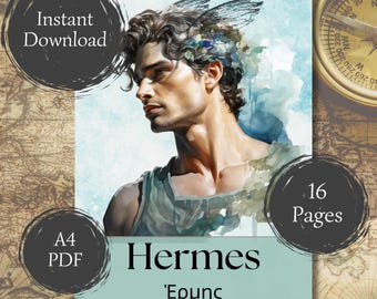 Hermes Worship Guide - Greek God - Info pages for Hellenic Polytheism, grimoires, devotion journals - Instant printable PDF