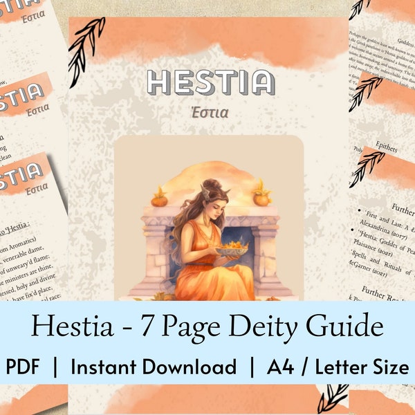 Hestia Worship Guide - Greek Goddess - Info pages for Hellenic Polytheism, grimoires, devotion journals - Instant printable PDF