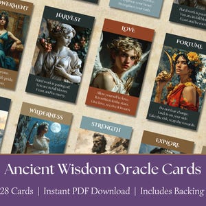 Cartes Oracle : sagesse antique - Cartes de fortune imprimables - Téléchargement instantané au format PDF - pour les païens, les polythéistes, les sorcières et les chercheurs spirituels