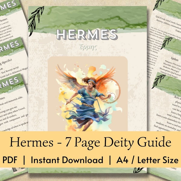 Hermes Worship Guide - Greek God - Info pages for Hellenic Polytheism, grimoires, devotion journals - Instant printable PDF