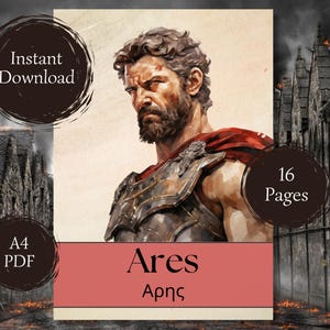 Ares Worship Guide - Greek God - Info pages for Hellenic Polytheism, grimoires, devotion journals - Instant printable PDF