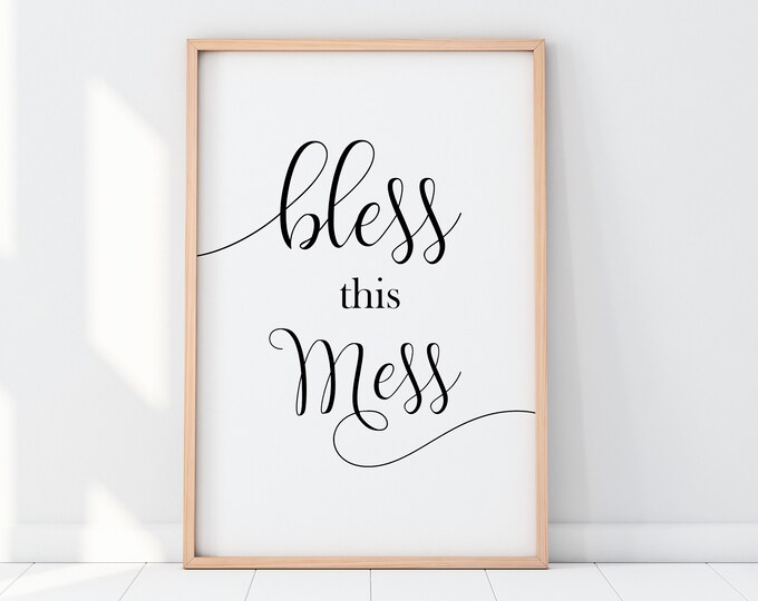 Bless This Mess Printable Quotes Kitchen Wall Decor Typography Prints ...