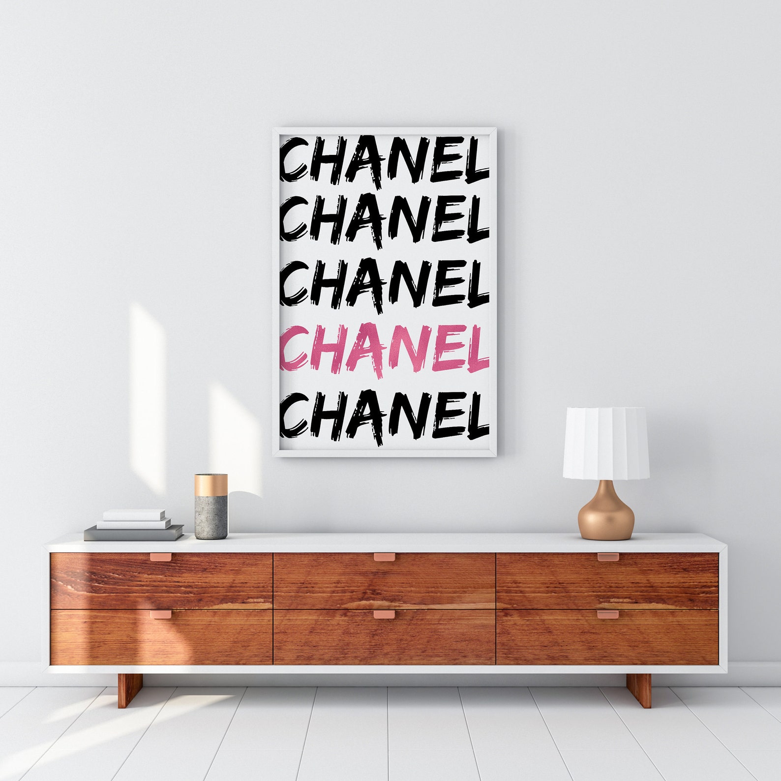 Chanel Rose Gold Decor Fashion Wall Art Bathroom Wall Decor Etsy