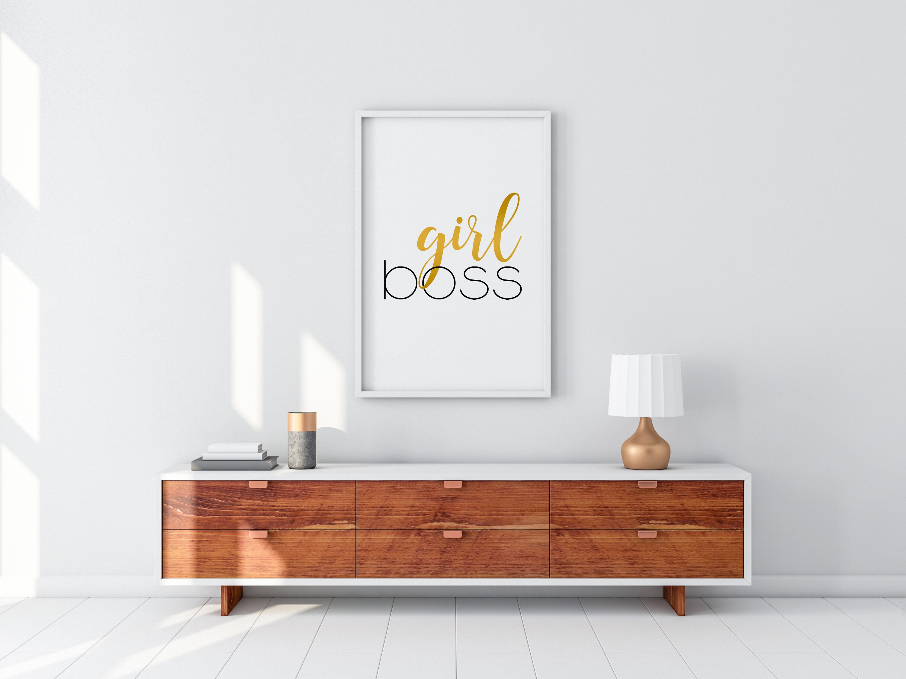 Girl Boss Gold Foil Wall Art Motivational Poster Girly Office Etsy