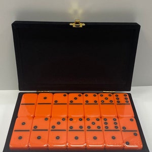 Orange Dominoes Tournament Size in VALVET BOX