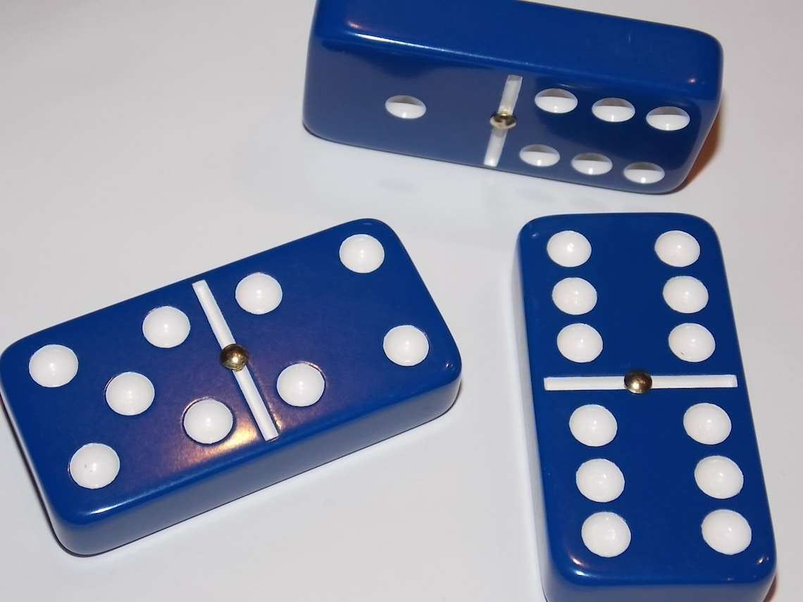 Blue Spinner Dominoes in Gift Box Tournament Size Etsy