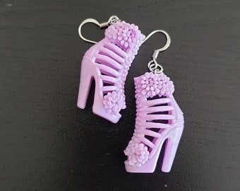 Upcycled Barbie Shoe Earrings, Barbie Earrings, Barbie Jewelry, Barbiecore, Barbie Shoes, Fun Earrings, Purple Earrings, Purple Jewelry