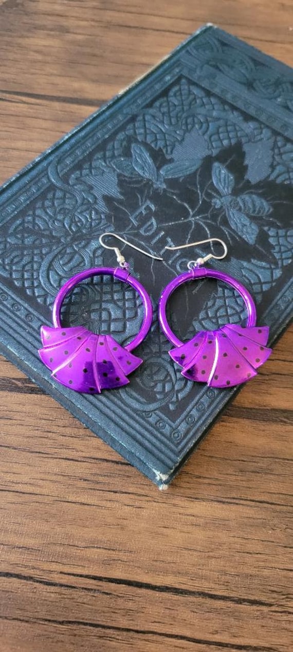 Vintage Purple Metallic Earrings, Metallic Earring