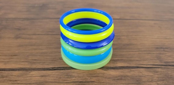 Vintage Plastic Bangle Stack, Bangle Stack, Neon … - image 1