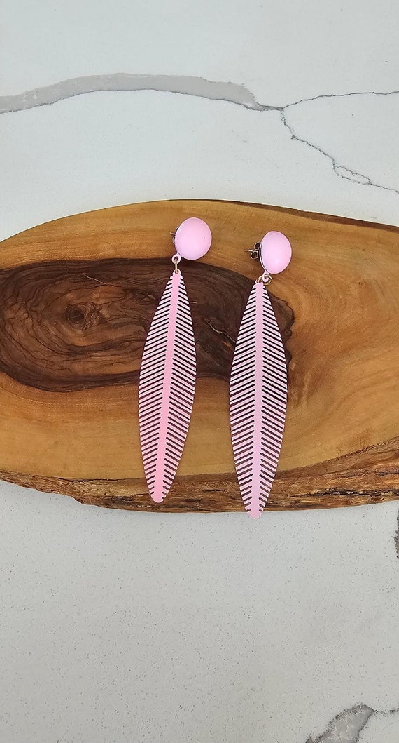 Vintage Pink Abstract Earrings, Vintage Statement 