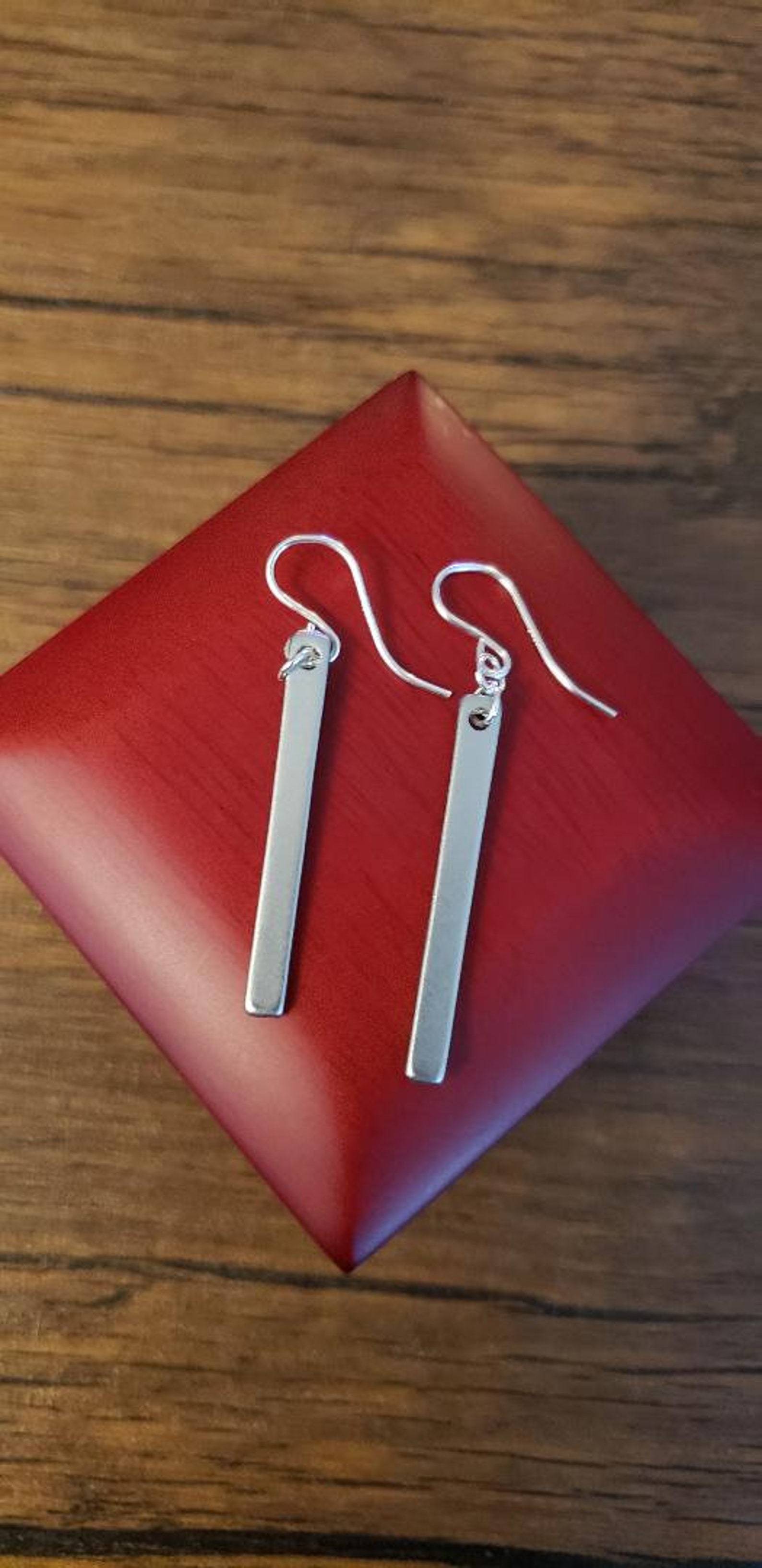 Silver Bar Earrings Geometric Earrings Silver Earrings Etsy