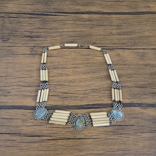 Boho Bamboo Bead Choker - Sterling Silver