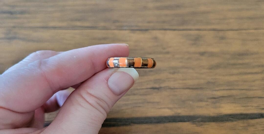 Vintage Orange Striped Ring, 90s Ring, 90s Jewelry, Orange Ring ...