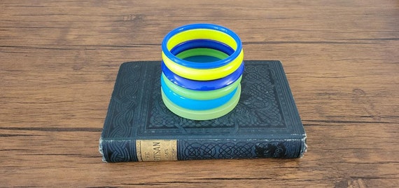 Vintage Plastic Bangle Stack, Bangle Stack, Neon … - image 3