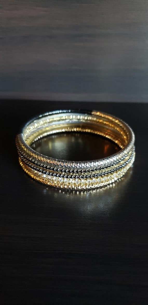 Vintage Black and Gold Bangle Stack, Bangle Stack,