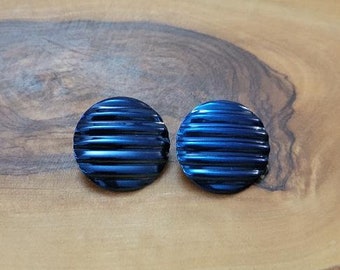 Blue Metal Vintage Abstract Earrings, Vintage Earrings, Blue Earrings, Large Post Earrings, 80s Earrings, Abstract Earrings, Abstract