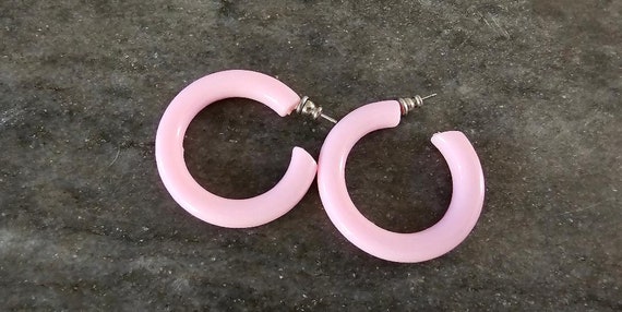 Vintage Light Pink Hoop Earrings, Pink Hoops, Pin… - image 6