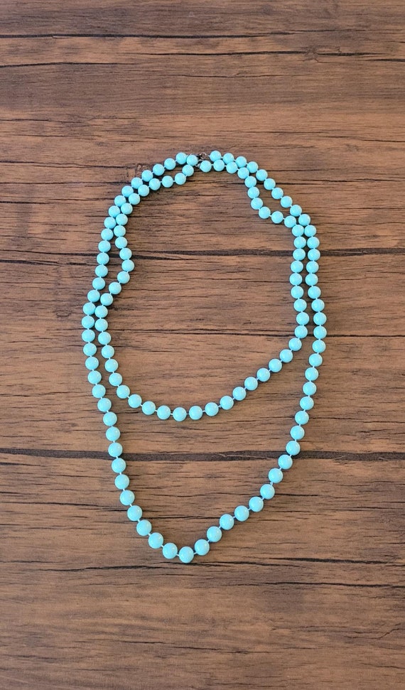 Vintage Blue Beaded Necklaces, Robins Egg Blue Ne… - image 2