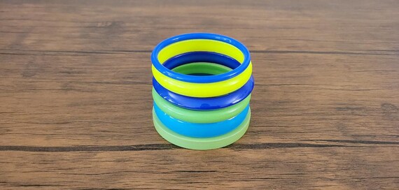 Vintage Plastic Bangle Stack, Bangle Stack, Neon … - image 6