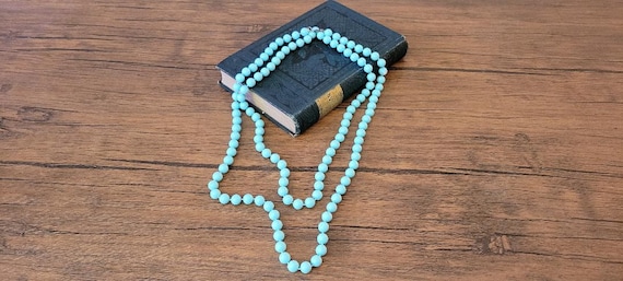 Vintage Blue Beaded Necklaces, Robins Egg Blue Ne… - image 1